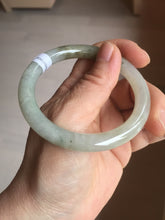 Load image into Gallery viewer, 54mm Certified type A 100% Natural light green dark green floating seaweed round cut Jadeite bangle PC60-6625

