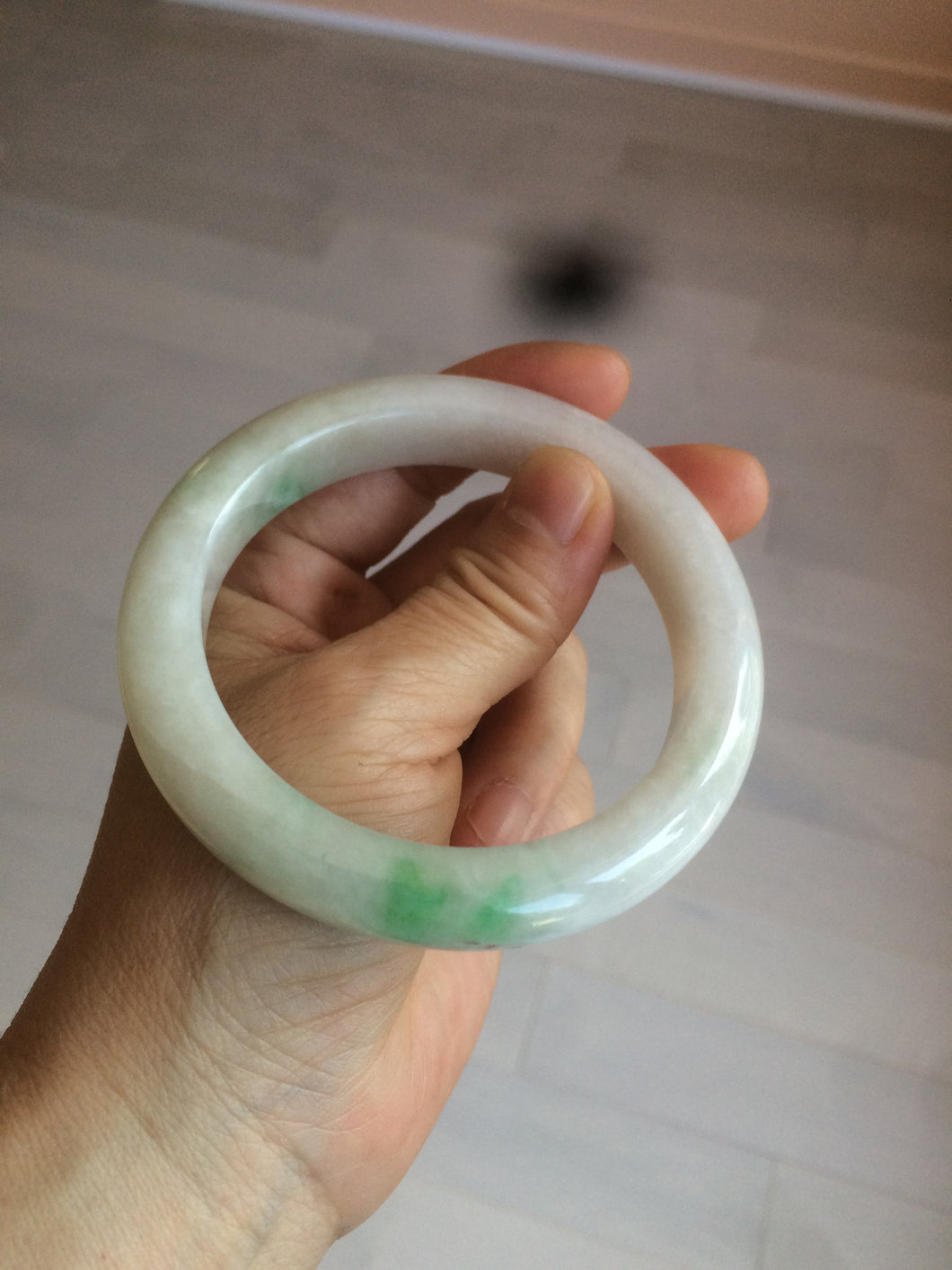 59.8mm Certificated Type A 100% Natural white/sunny green/purple jadeite jade bangle AZ5-9139