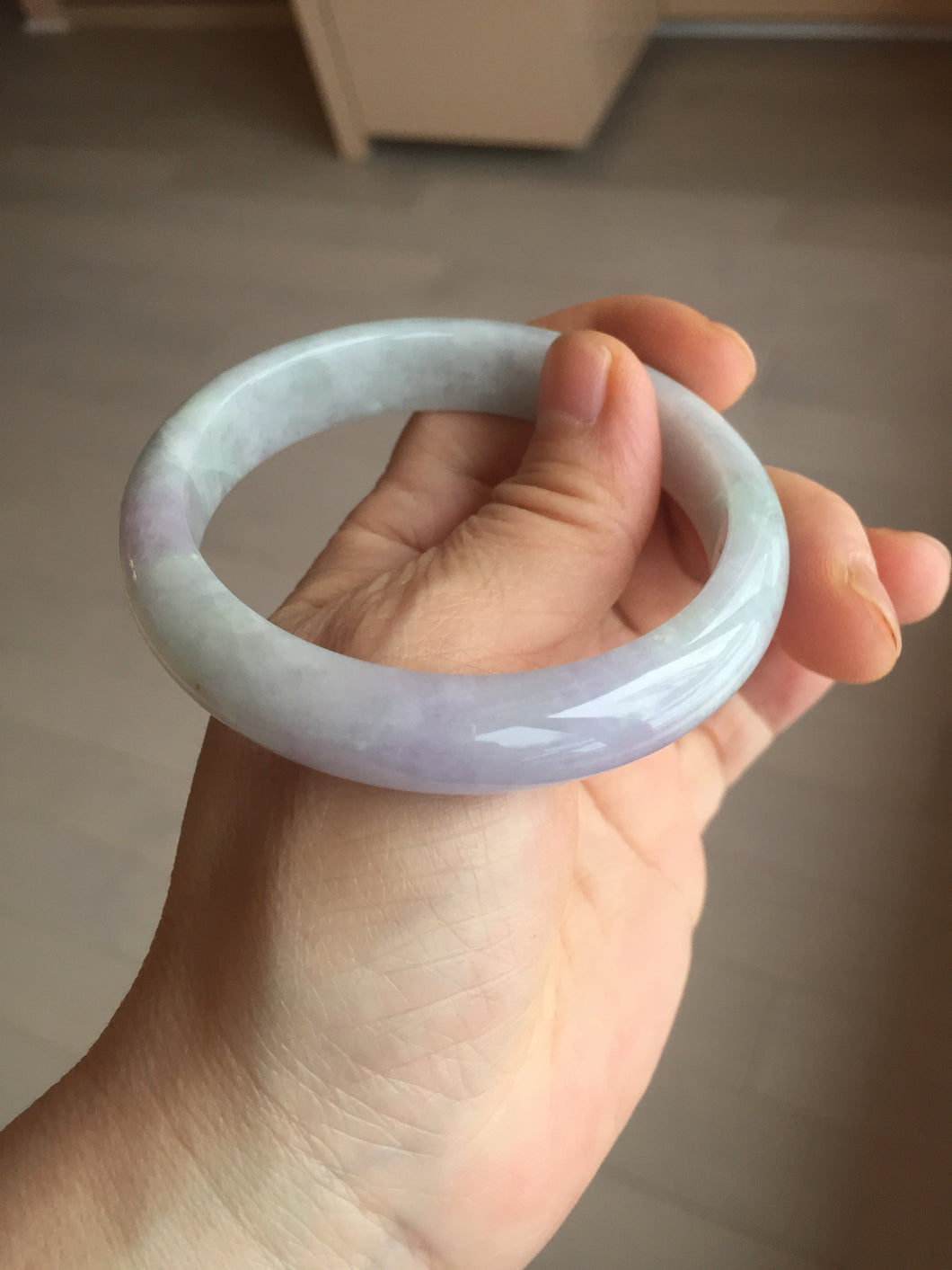 57.5mm Certified Type A 100% Natural sunny green purple white jadeite Jade bangle BS99-2535