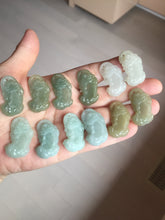 Load image into Gallery viewer, 100% natural type A icy watery jadeite green/yellow/white 3D PiXiu(貔貅) Feng Shui Wealth Attractor with Wealth Pool pendant group necklace PD8
