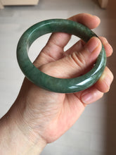 Load image into Gallery viewer, 56.8mm Certified 100% natural Type A oily dark green/ gray (老油青) jadeite jade bangle PC1-0375
