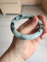 Load image into Gallery viewer, 56.4mm certified 100% natural Type A light green white with green floating flowers jadeite jade bangle BS123-7295
