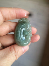 Load image into Gallery viewer, 100% Natural type A dark green/light green/gray jadeite Jade RuYi(如意) pendant BF75
