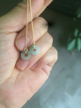 Load image into Gallery viewer, 100% Natural icy watery white/green/brown/purple ring dangling jadeite Jade earring C121
