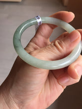 Load image into Gallery viewer, 54mm certified Type A 100% Natural white oily light green gray( 淡油青) slim round cut Jadeite Jade bangle PB254-3708
