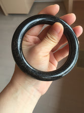 Load image into Gallery viewer, 62.5mm certified 100% Natural black meteorite chubby round cut nephrite(墨玉 MoYu) bangle HN82-8239
