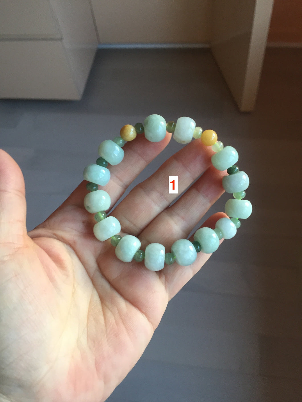 Size 52-60mm 100% natural type A green/yellow/brown/purple jadeite jade beads bracelet group BL134