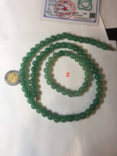 Load image into Gallery viewer, 8-8.4mm Certified 100% natural green Quartzite (DuLong jade) Bracelet Necklace set CB19 Not jadeite jade! Please read the whole description

