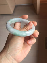 Load image into Gallery viewer, 55.8mm 100% Natural type A green purple white carved flowers and golden-painted Jadeite Jade bangle PB283-0262
