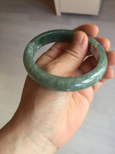 Load image into Gallery viewer, 56.4mm certified type A 100% Natural oily dark green gray black with flying snow Jadeite jade bangle PC203-7671
