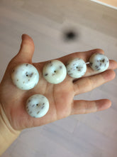 Load image into Gallery viewer, 100% Natural white beige with black/brown flying dandelions Osmanthus fragrant cheese cake nephrite Jade pendant/worry stone HT68
