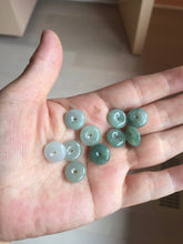 Load image into Gallery viewer, 11.5mm Type A 100% Natural icy watery oily dark green gray black(油青)  Jadeite Jade Safety Guardian Button donuts Pendant group PC222 add on item
