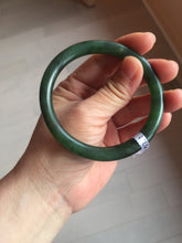Load image into Gallery viewer, 57.2mm 100% Natural dark green(碧玉)  round cut nephrite Jade bangle HF88
