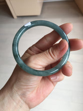Load image into Gallery viewer, 58.5mm Certified Type A 100% Natural dark green/blue/gray/black with flying flowers Guatemala Jadeite bangle BH238-8656
