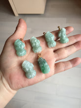 Load image into Gallery viewer, 100% natural type A sunny green jadeite jade 3D PiXiu (貔貅) pendant group AX150
