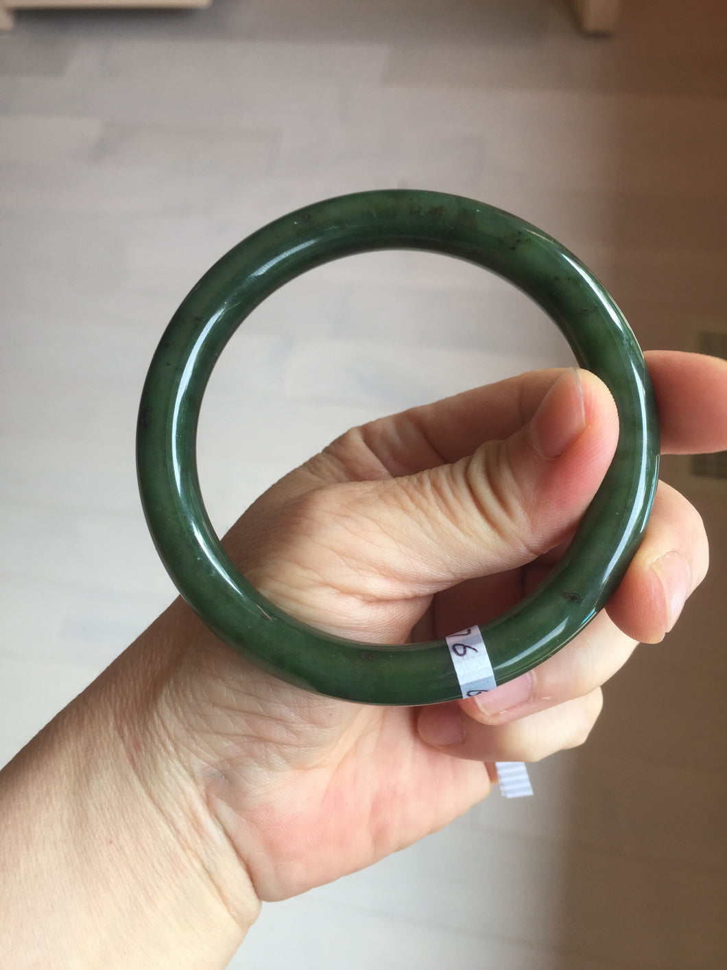 60.4mm certified 100% Natural dark green/black nephrite Jade(碧玉) bangle HN11-1576