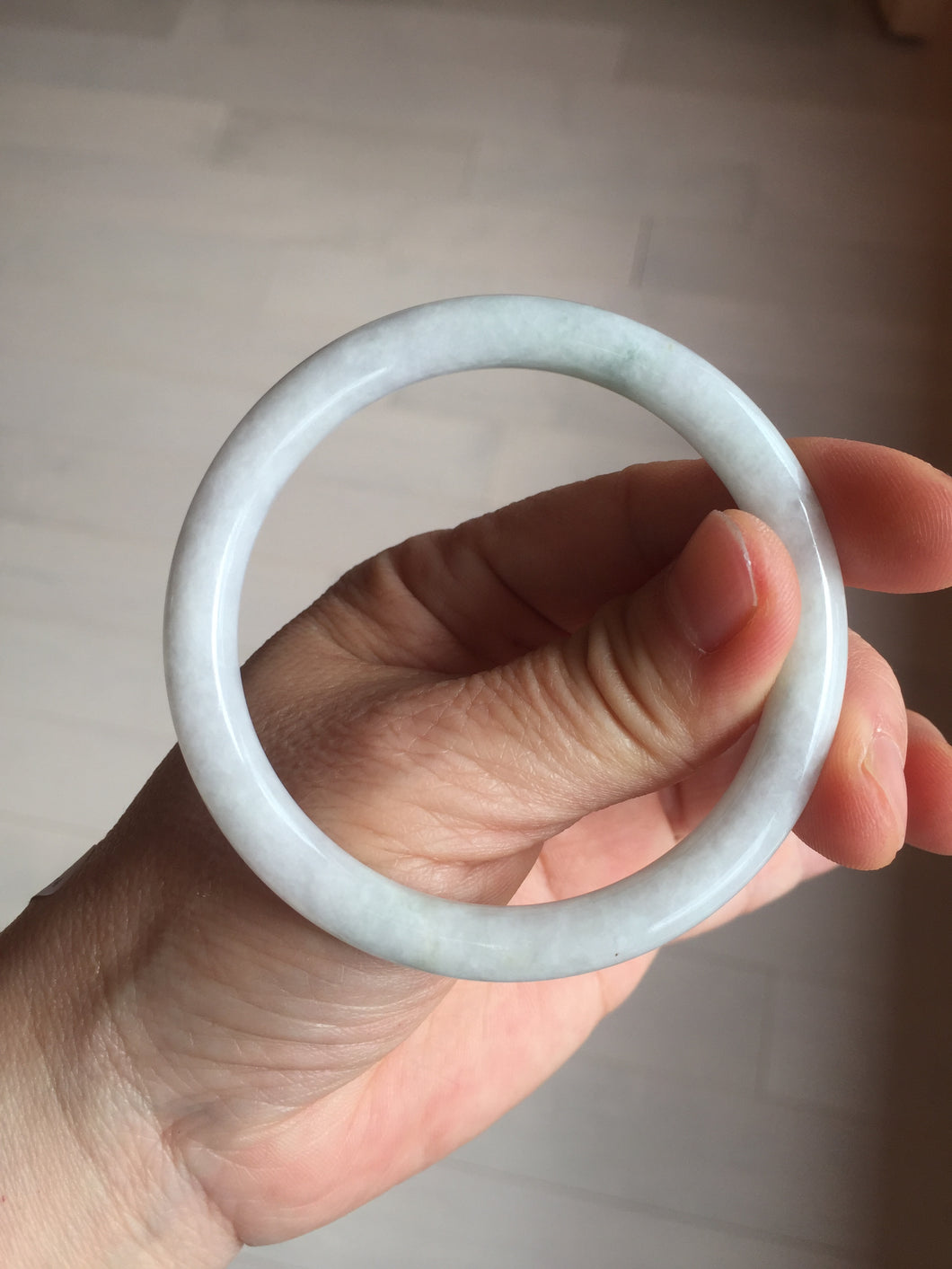 54mm 100% natural Type A green white slim round cut jadeite jade bangle BL101-4674