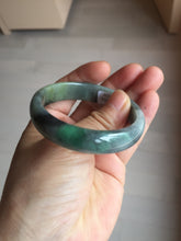 Load image into Gallery viewer, 51.2mm Certified  Type A 100% Natural sunny green gray black(Wuji) Mountains Embrace Emerald(群山怀翠) jadeite jade bangle AZ180-0509
