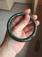 Load image into Gallery viewer, 60.5mm 100% Natural Dark Green/Black Meteorite Star Night Sky Galaxy Nephrite Bangle HT171-0553
