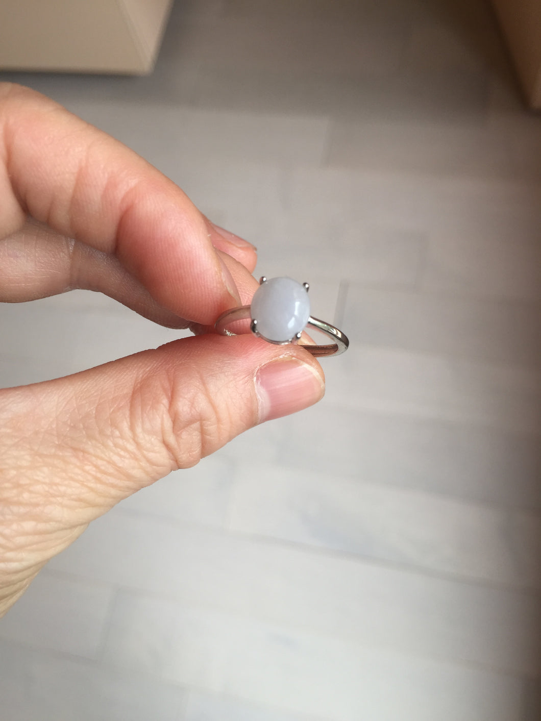 100% natural type A icy watery light green sunny green brown red clear four-prong jadeite jade ring group PC9