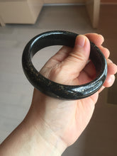 Load image into Gallery viewer, 62.8mm 100% Natural dark green/black meteorite Stellar Night sky nephrite bangle HN79-1248
