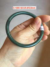 Load image into Gallery viewer, 51-61mm Certified type A 100% Natural dark green/blue/gray slim round cut Guatemala Jadeite bangle no crack group GL52
