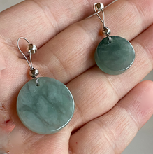 Load image into Gallery viewer, 100% natural  icy watery dark green/gray jadeite jade safe and sound couple pendant pair BG4
