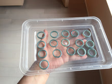 Load image into Gallery viewer, Size 7 3/4 100% natural type A light dark green blue black gray Guatemala jadeite band ring group AA113
