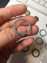 Load image into Gallery viewer, 18.1mm size 8 100% natural type A icy watery green/blue slim style Guatemala jadeite jade band ring group  BP75

