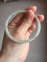 Load image into Gallery viewer, 54.8mm Certified type A 100% Natural light green gray black slim round cut Jadeite bangle PA188-2474
