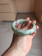 Load image into Gallery viewer, 59.2mm Type A 100% Natural light green brown chubby autumn leaves jadeite jade bangle G55
