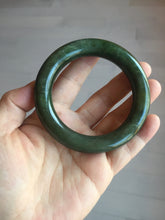 Load image into Gallery viewer, 55mm 100% Natural dark green(碧玉) black round cut nephrite Jade bangle HE104-0127
