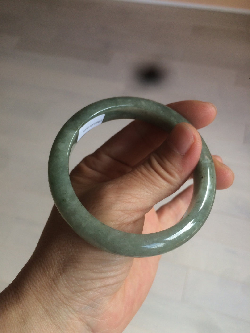 54.6mm Certified 100% natural Type A green/gray jadeite jade bangle AE67-2865
