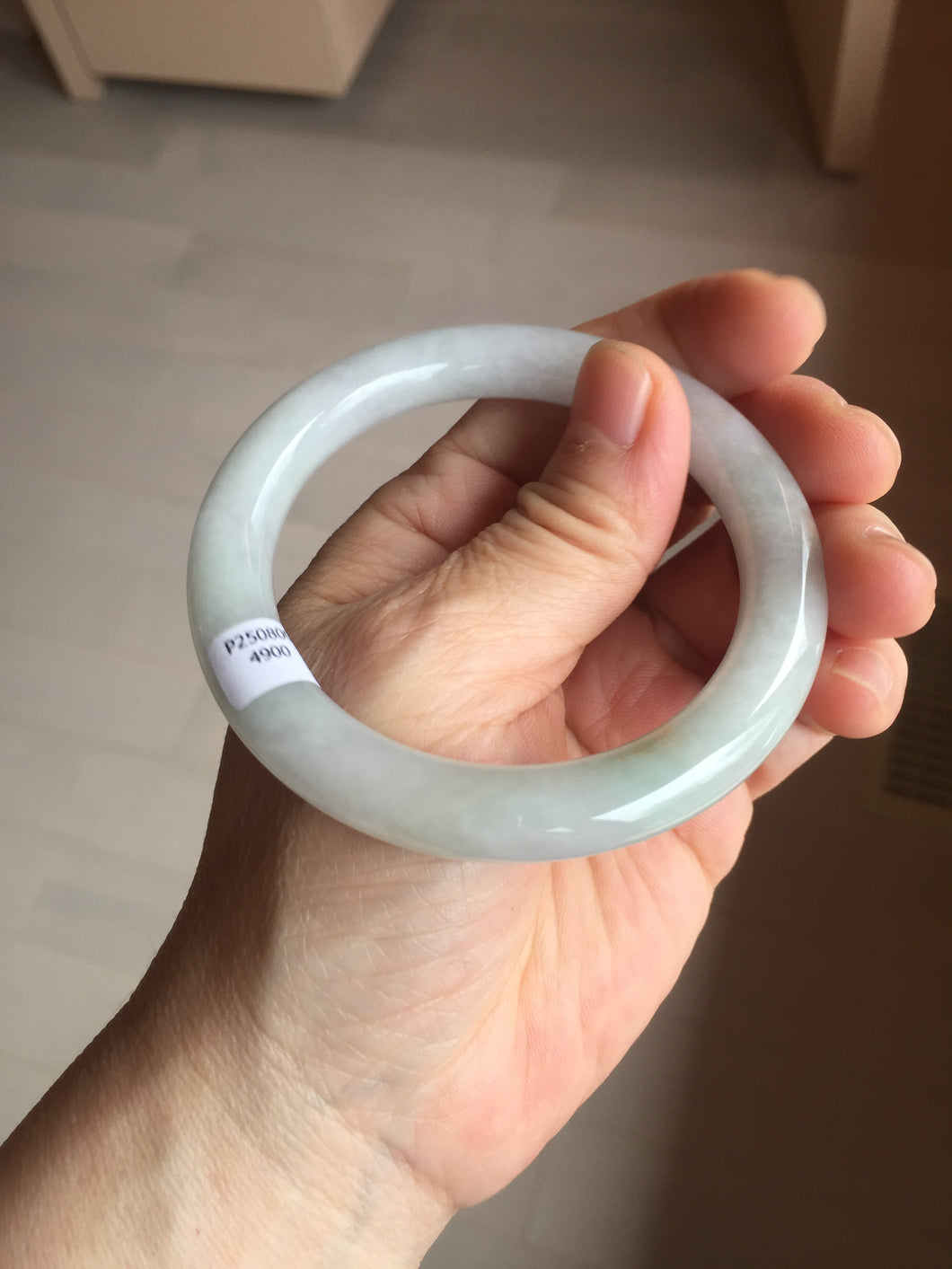 54.5mm certified 100% natural Type A light green white yellow purple(FU LU SHOU) round cut jadeite jade bangle AA125-4900