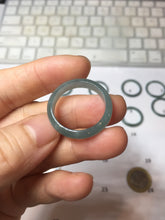 Load image into Gallery viewer, 19.6mm size 9 3/4 100% natural type A icy watery green/blue slim style Guatemala jadeite jade band ring group PE130
