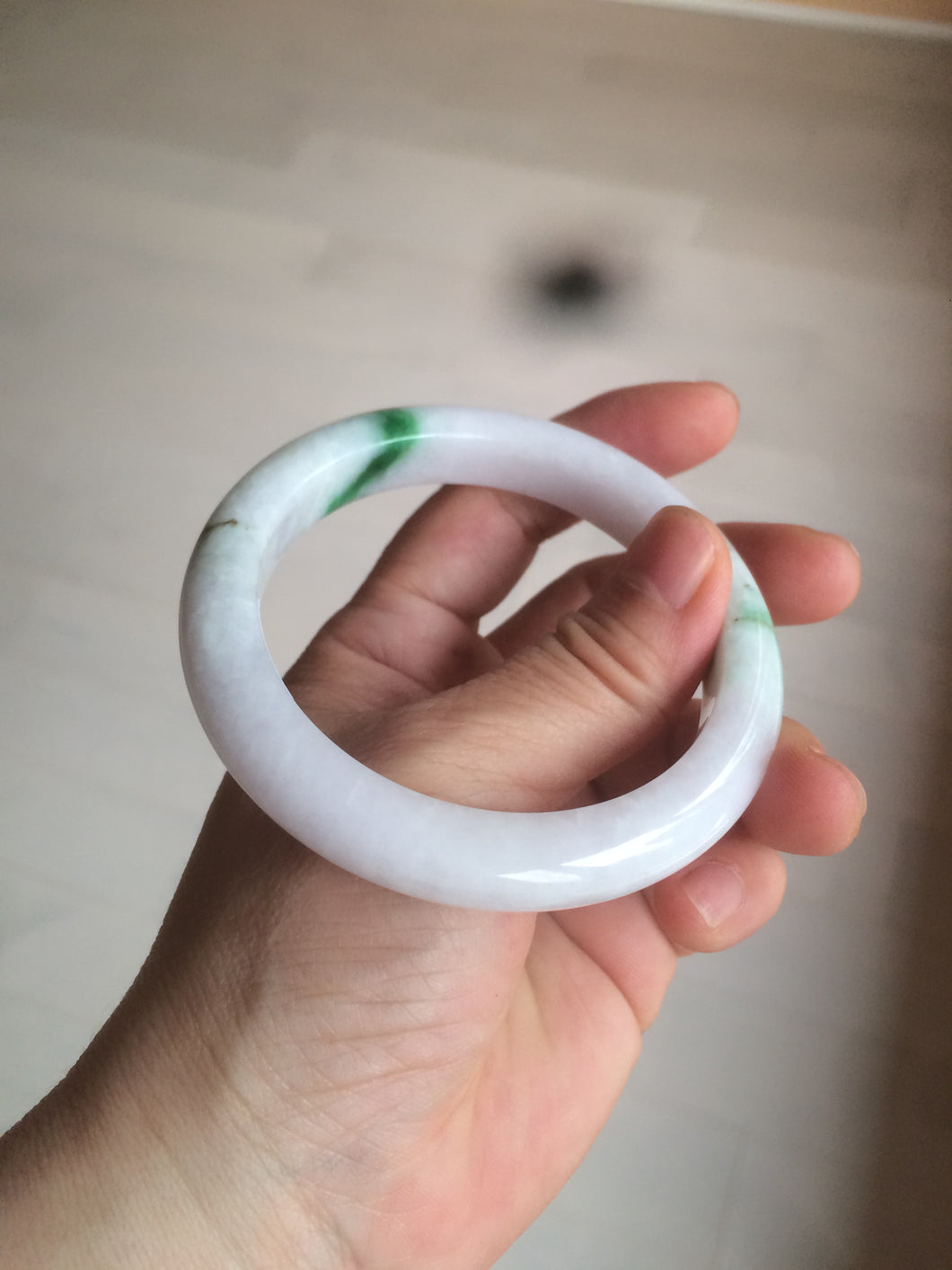 57mm certified 100% natural sunny green/white/purple jadeite jade bangle AX92-5423