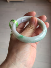 Load image into Gallery viewer, 50mm 100% natural Type A sunny green/purple oval  jadeite jade bangle E51-1084
