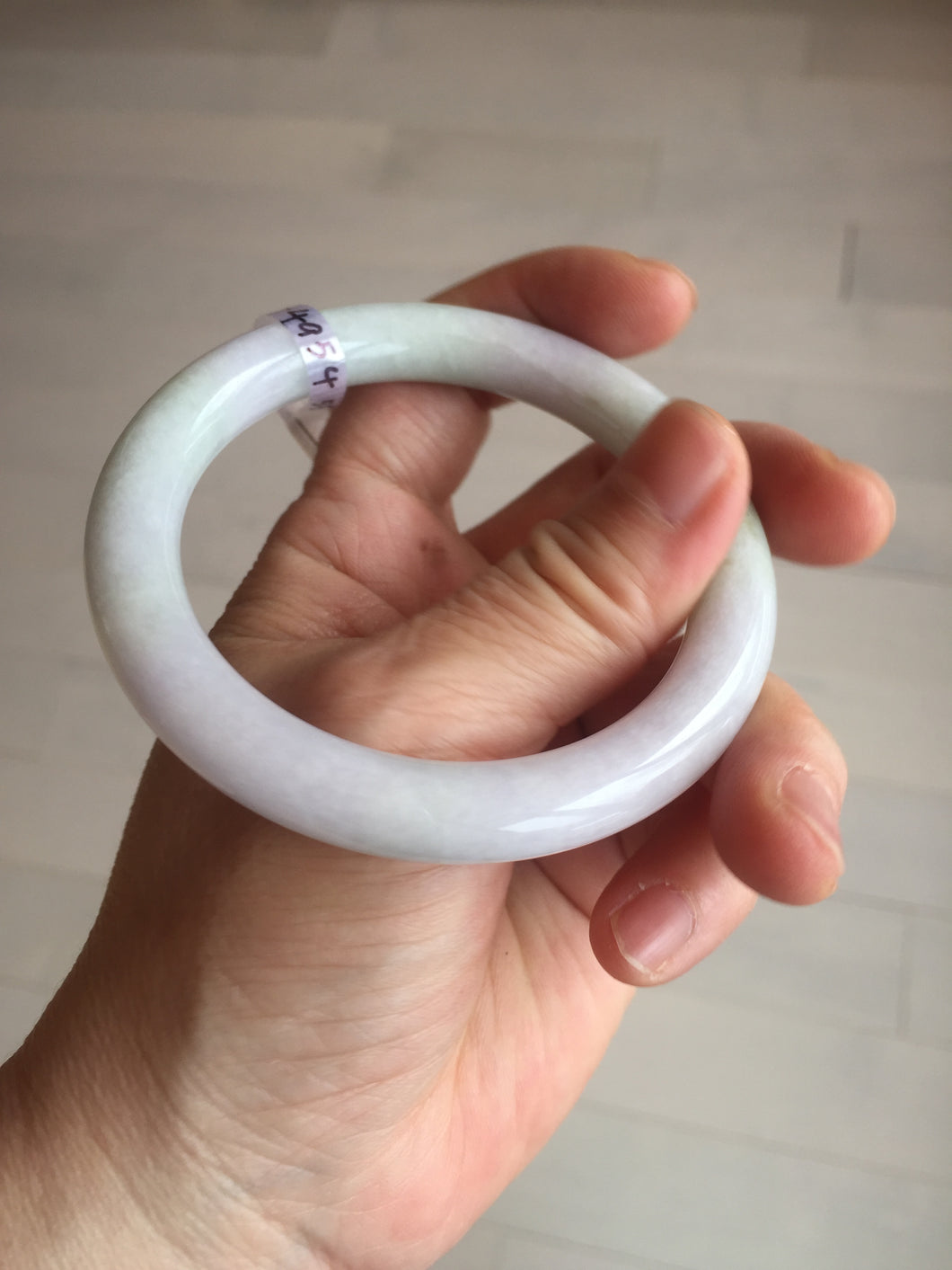 56mm Certified Type A 100% Natural light green purple(春带彩) round cut jadeite Jade bangle AA79-4954