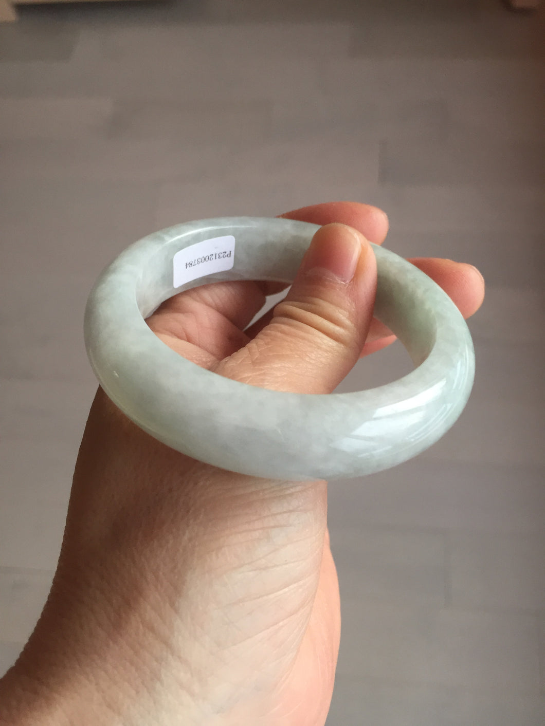 54.9mm certified 100% natural Type A light green chubby jadeite jade bangle BK76-3784