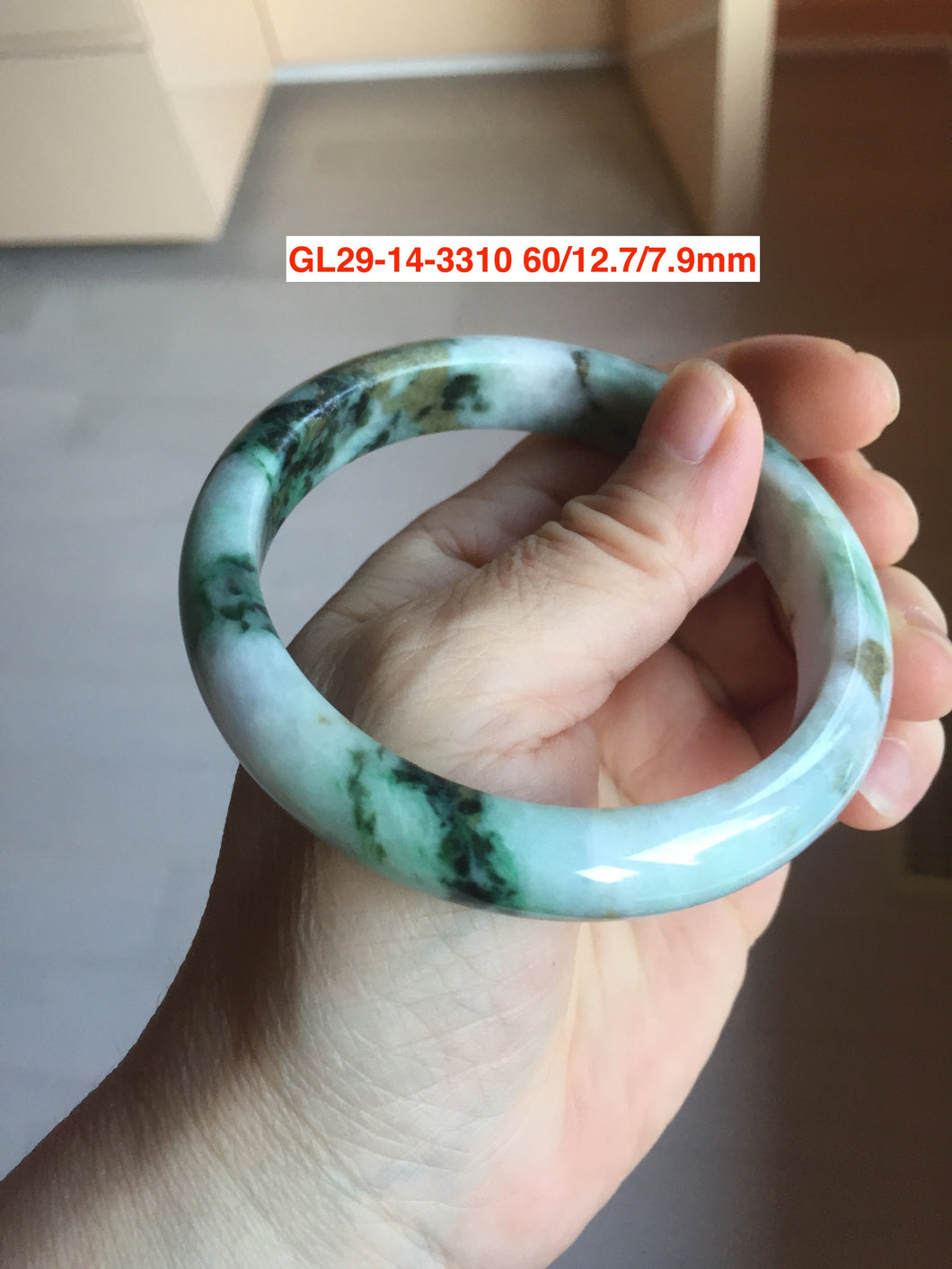 53-62mm Certified type A 100% Natural deep mottled green green/yellow/brown jungle camouflage color Jadeite bangle group GL29