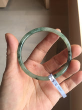 Load image into Gallery viewer, 56mm Certified Type A 100% Natural green/black/gray with dark green floating flowers slim round cut Jadeite bangle PD76-5745
