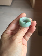 Load image into Gallery viewer, Size 10 3/4 100% natural type A sunny green light green white broad jadeite jade band ring thumb ring PC246-2
