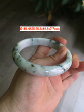 Load image into Gallery viewer, 59.8mm Certificated Type A 100% Natural White purple with green floating flowers Jadeite Jade bangle G110-9508
