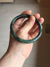 Load image into Gallery viewer, AllaboutjadeCanada.com only 61.8mm type A 100% Natural dark green black MoCui(墨翠) Jadeite bangle PC195
