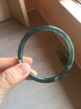 Load image into Gallery viewer, 58mm Type A 100% Natural dark green/blue/gray Guatemala slim round cut Jadeite bangle BH130-2484

