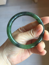 Load image into Gallery viewer, 57mm Certified 100% Natural Fresh Young Green/Dark Green/Black Green Ink Painting (绿水墨) Round Cut Nephrite (Wulanhai 乌兰海碧玉) Bangle HN151-7331
