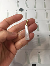 Load image into Gallery viewer, 100% Natural type A icy watery light green white narrow rectangle Jadeite Jade safe and sound pendant group BS139 Add on item
