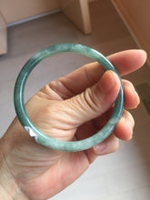 Load image into Gallery viewer, 57.6mm Certified Type A 100% Natural dark green/blue/gray with Guatemala slim round cut Jadeite bangle PJ91-3451
