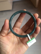 Load image into Gallery viewer, 58.8mm Certified Type A 100% Natural dark green/blue/gray with flying snow Guatemala slim round cut Jadeite bangle PA152-8823
