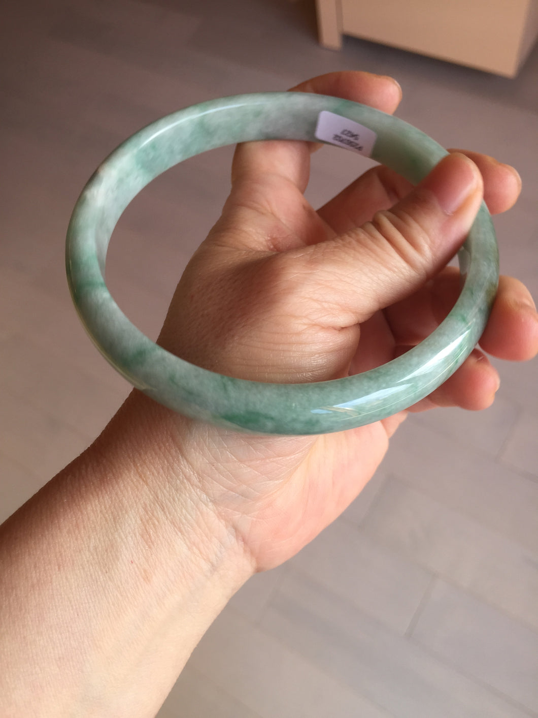 80mm certified Type A 100% Natural light green plus size Jadeite Jade bangle BG211-5427